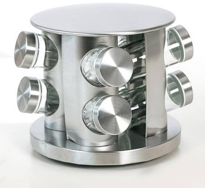 와이엠 2단 스텐 양념통세트 거치대 정리대+내열 유리 양념병 8p, 2단 스텐 거치대+내열 유리 양념병 8p, 1세트