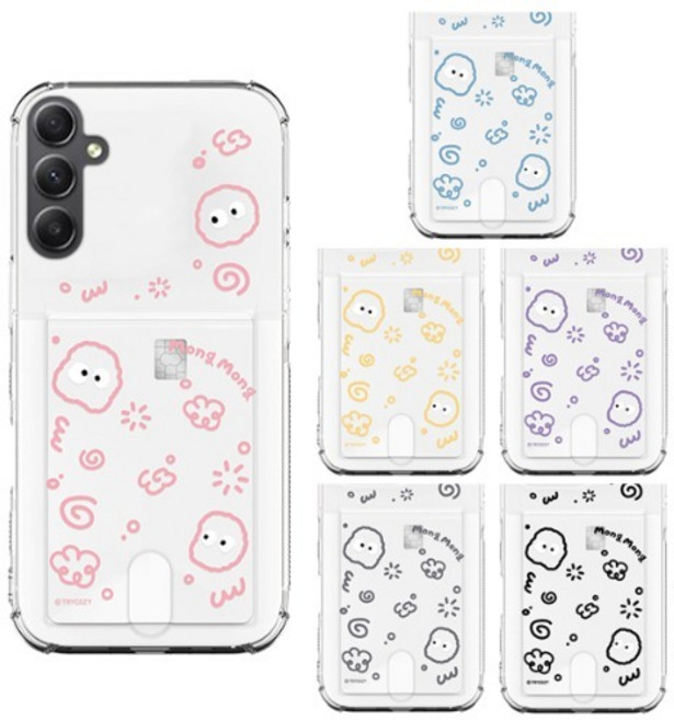 갤럭시버디3 (A156) 갤럭시A15 (A155) 공용 몽몽 두들 투명 에어쿠션 카드 젤리 케이스