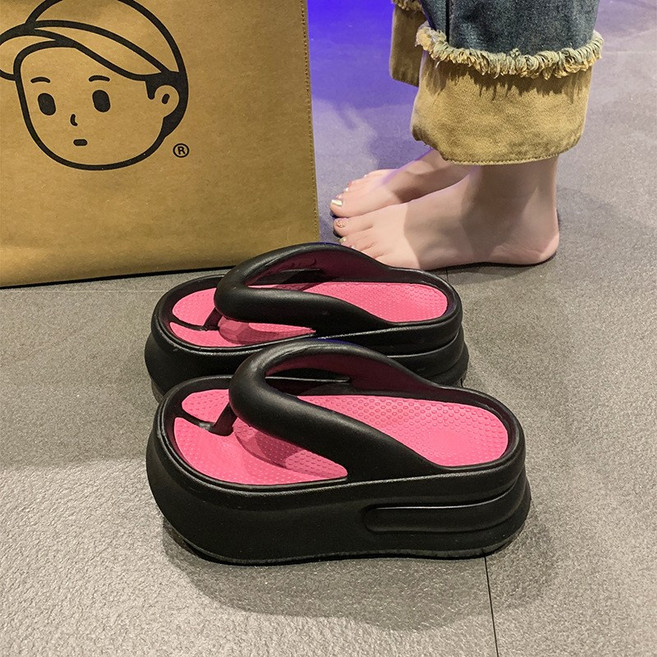 POMTOR 여성 여름 eva 슬리퍼 플립플랍 통굽 쪼리