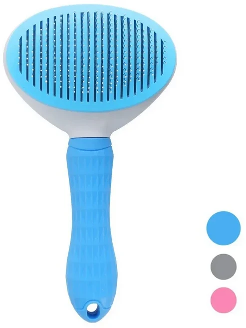애완동물 털 제거 빗 셀프 클리닝 고양이 슬리커 브러시 그루밍 강아지 용품, 05 A Blue