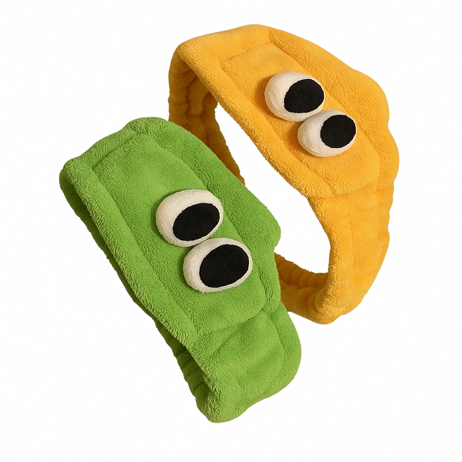 엘부 1+1 찍찍이 밴딩 헤어 세안밴드, 그린+옐로우