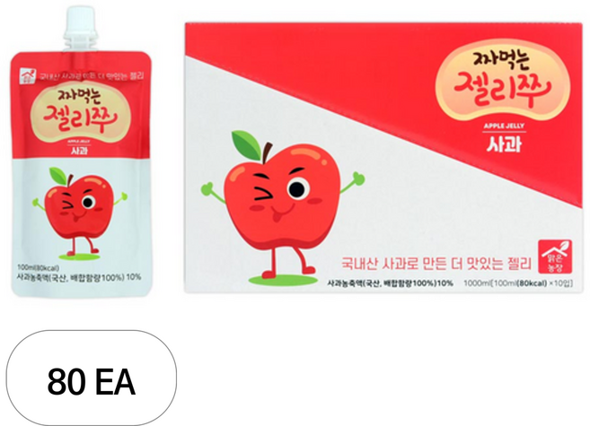 맑은농장 짜먹는 젤리쭈 사과, 100ml, 80개