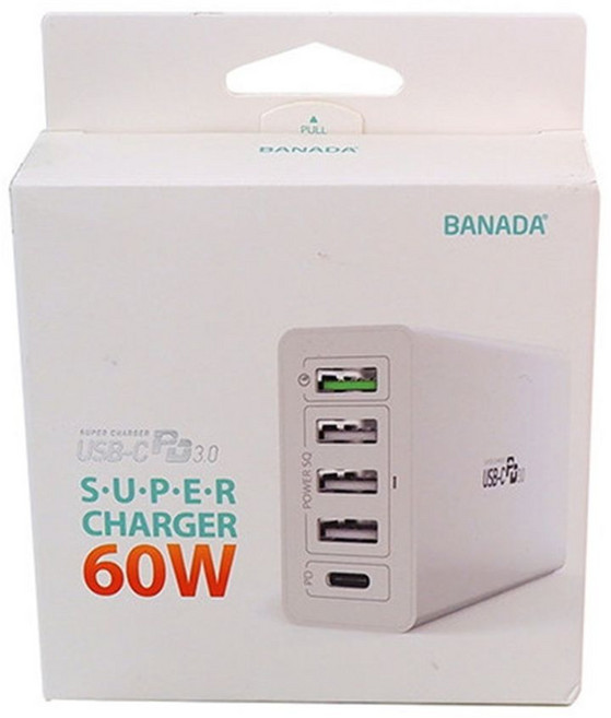 바나다 고속 PD 멀티 충전기 60W (ZX-5U01T)/usb 핸드폰 휴대 스마트 케이블, 1개