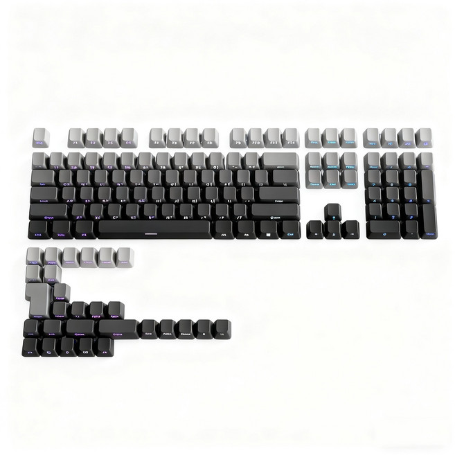 SMTON VELOKEY 베로키 그라더이션 한글 측각각인키캡 LED투광 3핀/5핀 호환 지원 134키 전 PBT키캡 프로배색 한정판 AULA F87/F99/F108 적용, V1, 그레이그라데이션