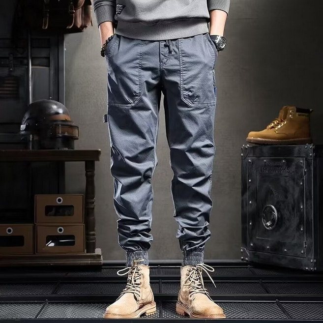 남자 지퍼장식 슬림핏 카고 조거 팬츠 오토바이바지 전술복 바지 계절통용 4컬러