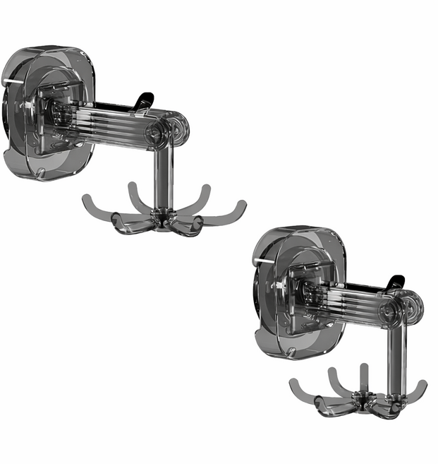 하스몰 무타공 강력흡착 주방 욕실 회전 도구걸이 후크, 2개, 블랙