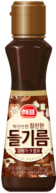 해표 참진한 들기름, 320ml, 4개