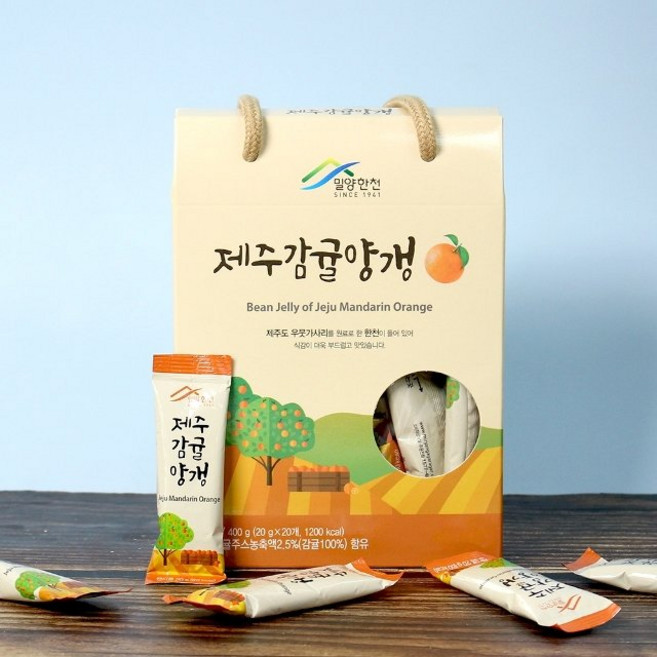 밀양한천 간편 간식 미니 제주 감귤양갱 400g, 20g, 20개