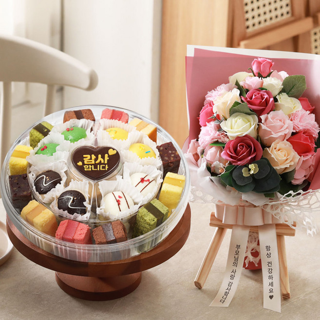 이버스데이 VIP 떡케이크 선물세트 생일 케익 기념 생신 칠순 어버이날 부모님생신 부모님선물추천, V/떡케이크B/꽃12/리본문구/거치대, 1세트, 1.25kg