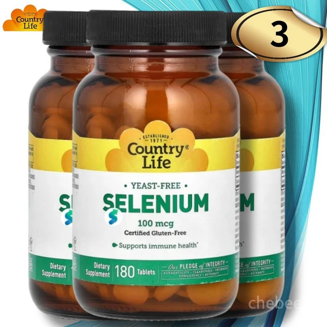컨트리라이프 셀레늄 셀레니움 100mcg 180정 3병 Selenium - 쿠팡