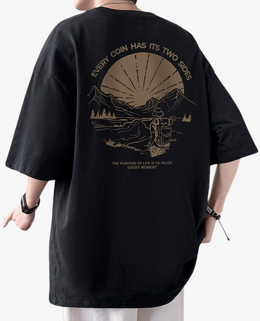 모던바이브 남자 오버핏 프린팅 반팔 티셔츠