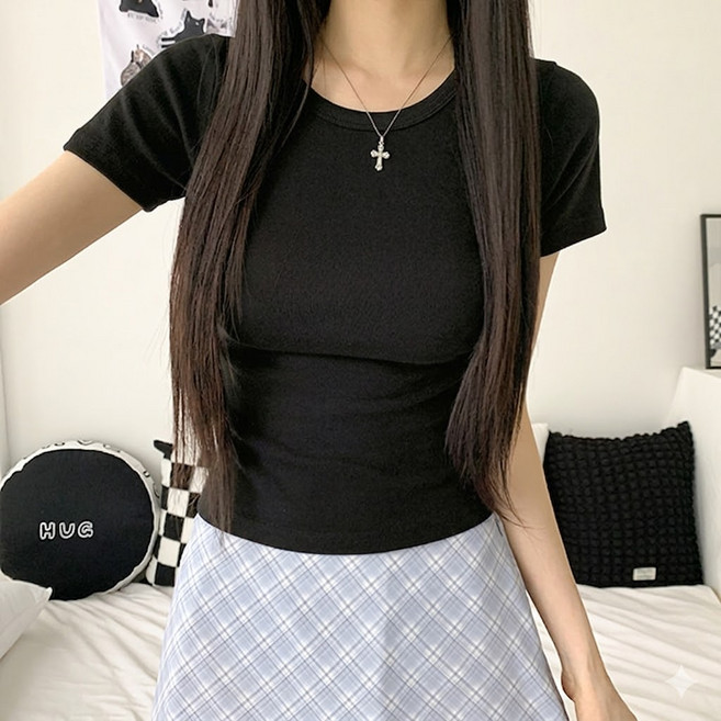 [필수!/기본템/7col] 포코 슬림핏 쫀득 무지 반팔 티셔츠