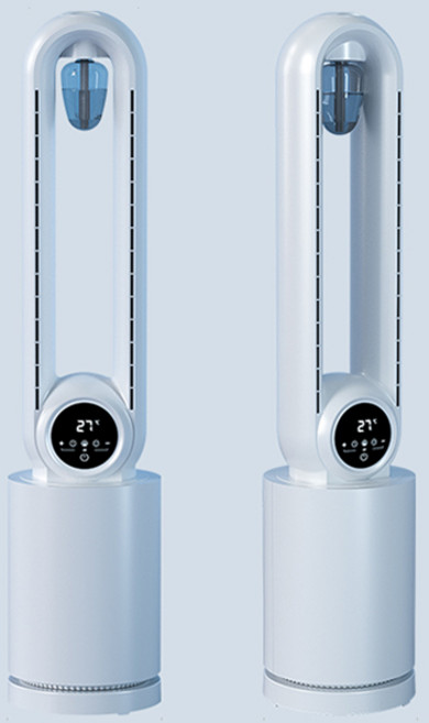 무풍선풍기 날개없는 저소음 냉풍기 에어컨 스탠드 가정용 거실, 12단계 풍속 메탈 그레이