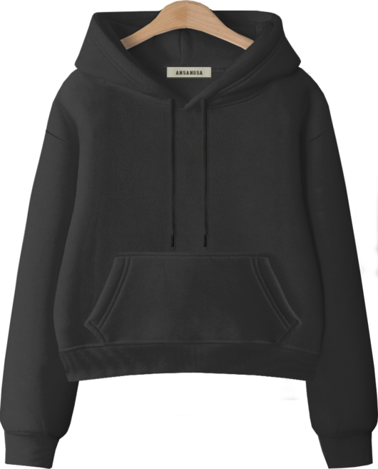 몰토벨리노 [ANSANGSA] 무지 여성 semi크롭 루즈핏 후드 스웨트셔츠