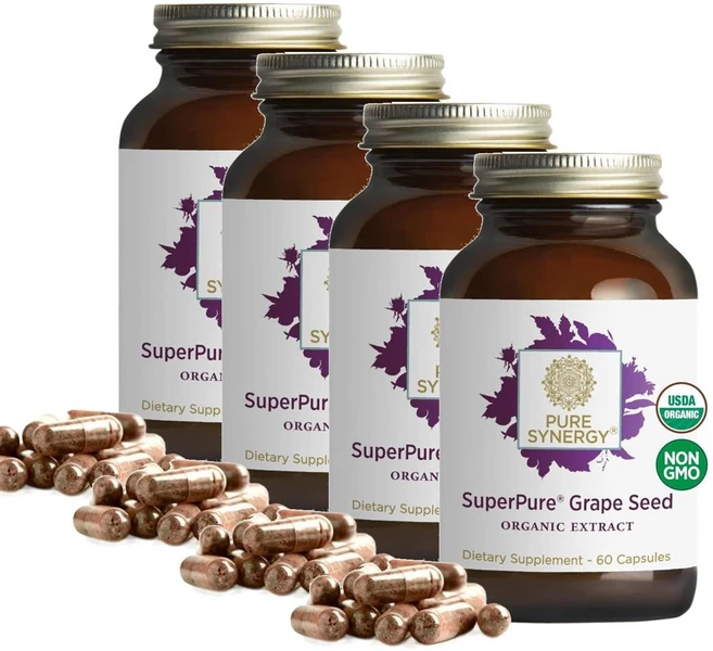 퓨어시너지 포도씨 추출물 캡슐 PURE SYNERGY SuperPure Grape Seed Extract, 4개, 60정 - 쿠팡