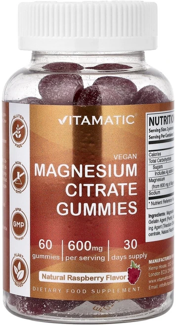 헁복하고 건강하세요 Vitamatic 마그네슘시트레이트 천연 라즈베리 맛 구미젤리 60개 늘 챙기셔야합니다, Vitamatic마그네슘시트레이트천연라즈베리맛구미젤리6 - 쿠팡
