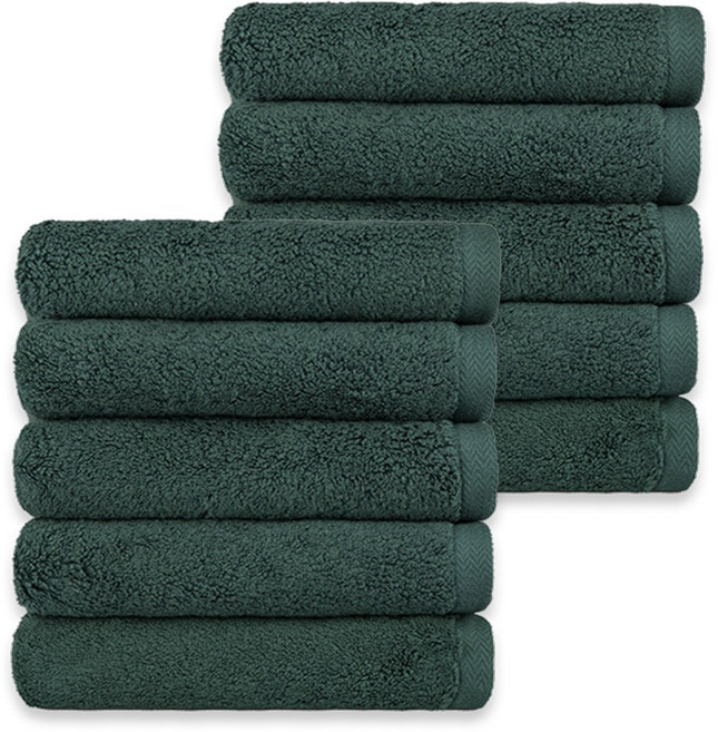 코튼앨리 호텔 수건 40수 200g 코마사 타올, 딥그린, 10개