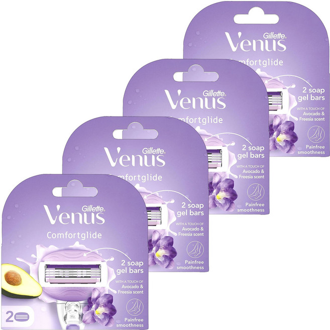 Venus 컴포트글라이드 인빌트 솝 젤 바 인퓨즈 아보카도 & 프레시아 센트, 4개, 2개입