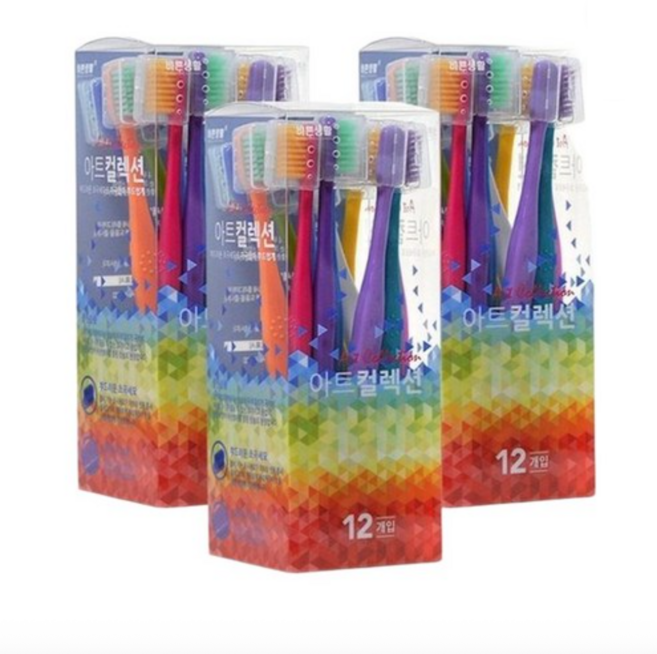 아트컬렉션 초극세모 12입+12입 +12입(36입) 12색 칫솔, 12개입, 3세트