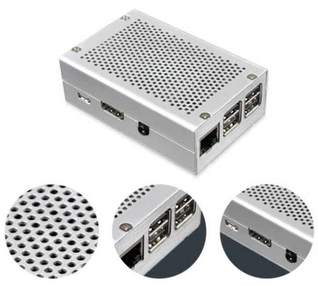 라즈베리파이 2/3 B B+ 알루미늄 케이스 - 실버 방열 메탈 하우징 - 통풍형 구조 고급형 보호커버, 1개