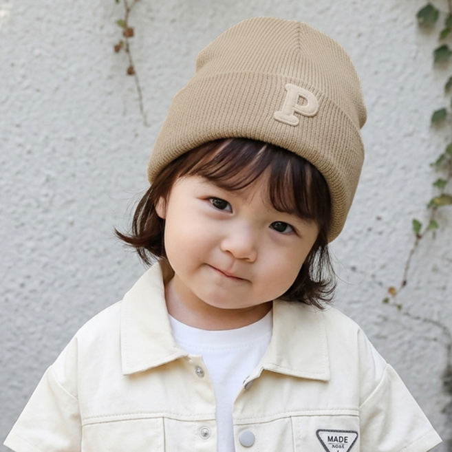 몽실이 심플 니트 비니 유아 아동 아기 모자 외출 알파벳 남아 형제룩