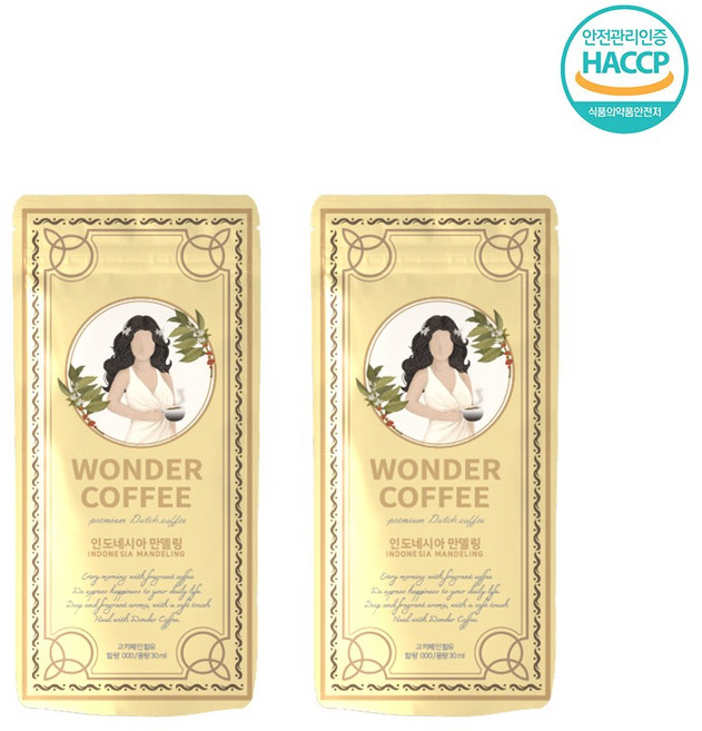 신선한 원더 더치커피 파우치 인도네시아 만델링, 2개, 1개입, 30ml