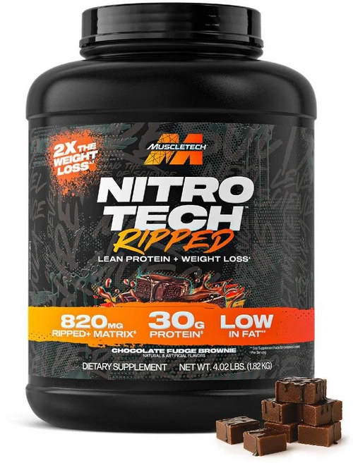 Muscletech Nitro-Tech Ripped 유청 분리 단백질 분(40회분), 4.01 파운드 (1 팩), Chocolate Fudge Brownie - 쿠팡