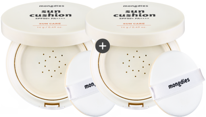 몽디에스 아기 유아 어린이 징크 논나노 무기자차 쿨링 선쿠션 SPF50+ PA++++ 14g, 12g, 2개