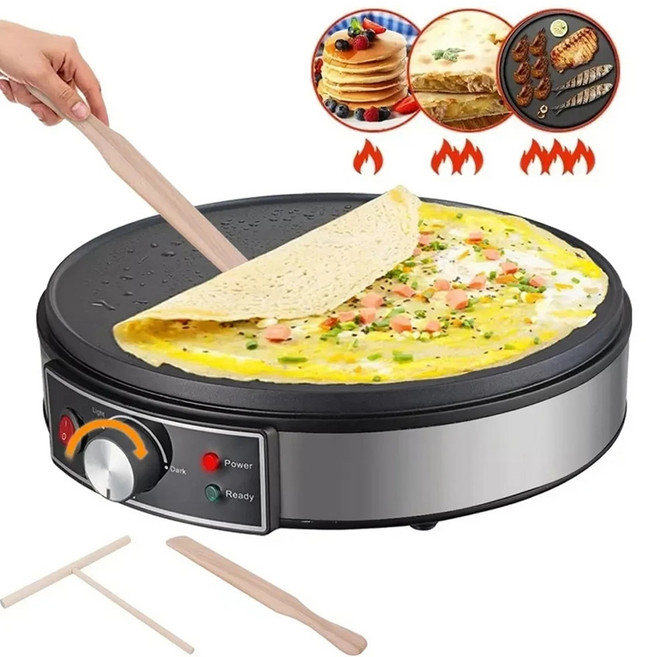 크레이프팬 크레페기계 전기 크레페 메이커 팬케이크 붙지 않는 배터 메이커 주방 요리 1000W, 1.Black - 미국, 1개