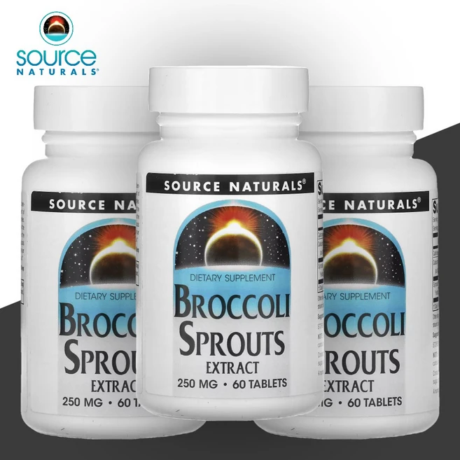 소스내추럴스 소스네추럴스 브로콜리 새싹 추출물 250mg 60정 설포라판 3개 - 쿠팡