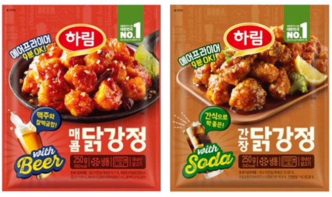 (아이스박스배송) 하림 매콤 닭강정 250g x 1개 + 간장 닭강정 250g x 1개