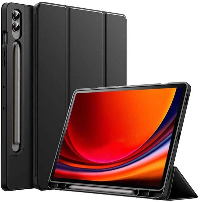 갤럭시탭S9 FE 플러스 울트라 호환 커버 S펜수납 케이스 SM-X510N X516N X610N X616N X710N X716N X810N X816N X910N X916 케이스나라, 검정