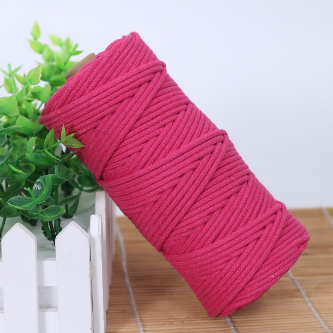 3mm 包芯棉線 50米 手工編織繩 棉繩 包心棉繩, 1個, 2-玫紅 3mm50米