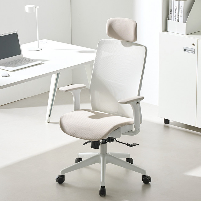체어스코 국내생산 에어블 프로 풀메쉬 책상 컴퓨터 사무용 사무실 공부 학생의자 조절팔세트, 햇살베이지