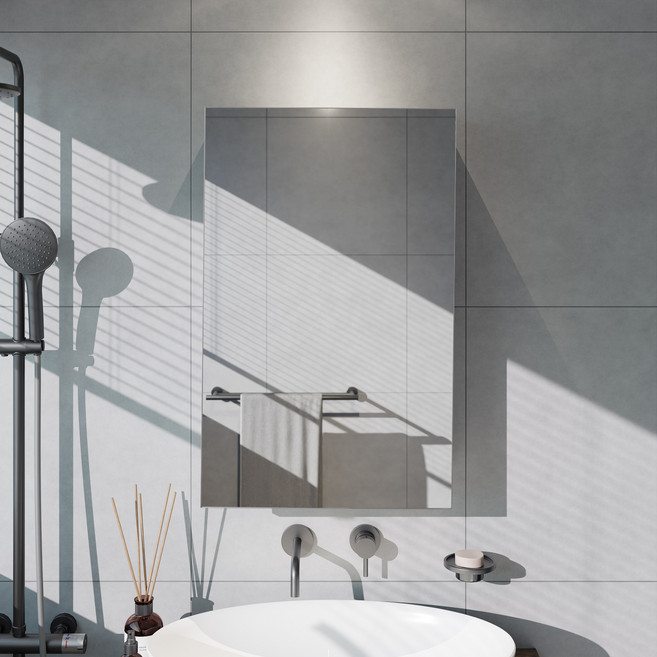 바스퍼 욕실 거울 수납장, 400누드 거울장 -실버, 1개