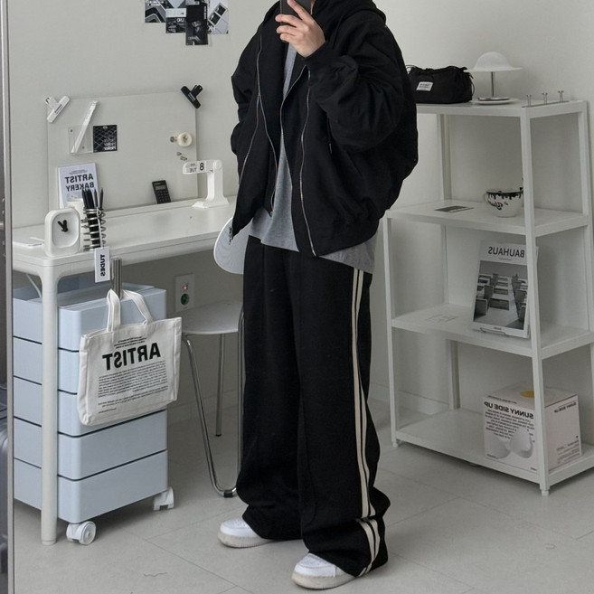 르위 오버핏 탈부착 항공점퍼 MA-1자켓 마원 후드 블루종 빅사이즈