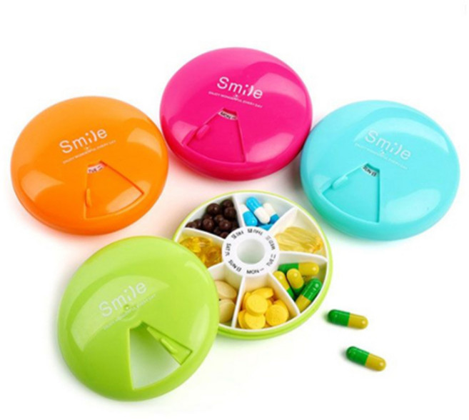 cocooning 시간 요일별 버튼식 여행용 휴대용 알약케이스, Smile(랜덤발송), 1개