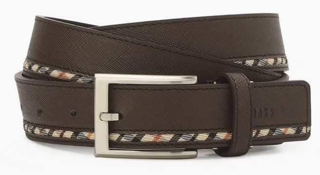 닥스 남성 브라운 원 체크라인 스트랩 소가죽 비조벨트 (선물포장)