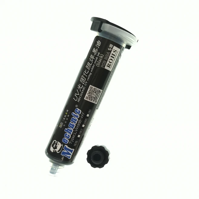DS 32 메카닉 회로 기판 PCB 솔더링 보호 경화 UV 절연 오일 그린 레드 BGA 잉크 마스크 페이스트 10ML 솔더, 01 Black, 1개