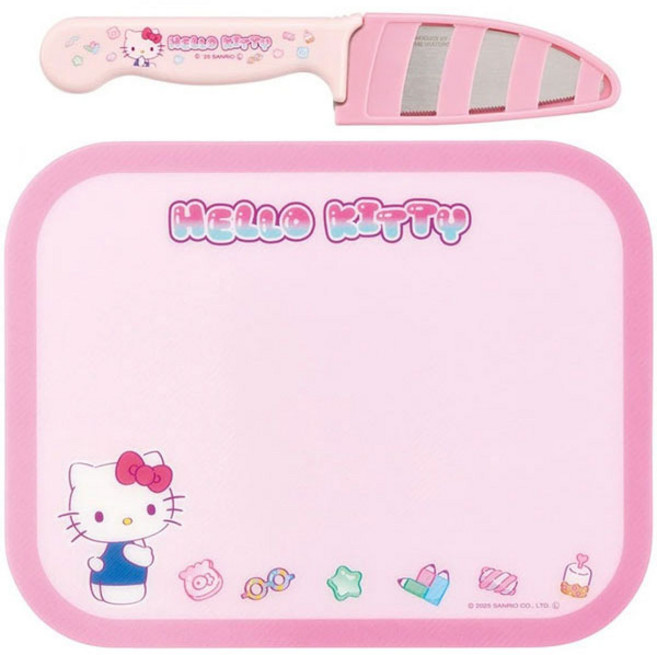 산리오 헬로키티 유아 아동 스텐 안전칼 도마 세트, 칼+도마, 1세트