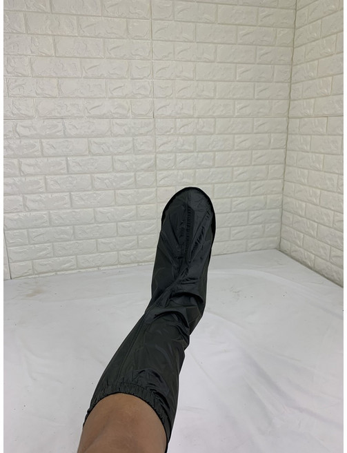 簡易尼龍防水雨鞋套 可調大小, 黑色