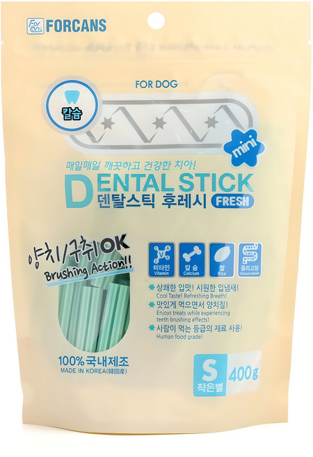 포켄스 강아지 덴탈스틱 후레시 간식, 칼슘, 400g, 1개