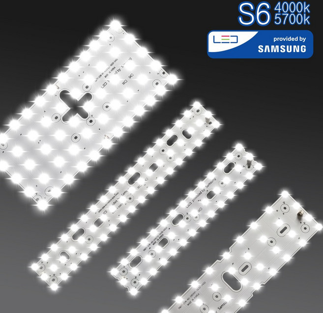 삼성칩 국산 최고급형 S6 LED모듈 (KC) 택1 4000K 5800K 교체세트 기판 램프 거실 방등, 10_거실 50W 580x97 (25w2장), 삼성칩 S6 최고급형 4000K_연한아이보리 (KC), 1개