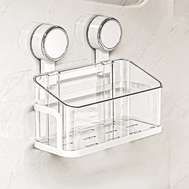 하우쏠 철제받침 물빠짐 부착형 다용도수납정리함 욕실선반, 화이트, 1개