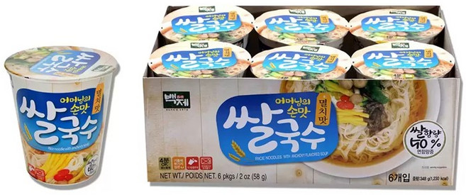 백제 쌀국수 멸치맛, 58g, 24개