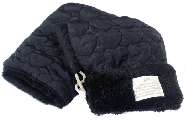 발통마켓 누빔 패턴 방수 자전거 킥보드 겨울 장갑, 1세트, 블랙