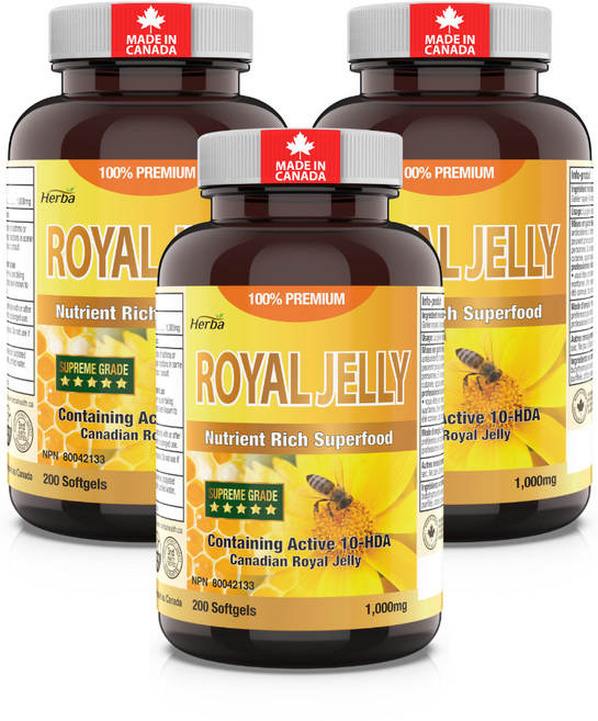로얄젤리 2000mg 200정 프리미엄 생 로얄제리 캡슐 허바 캐나다산, 3개