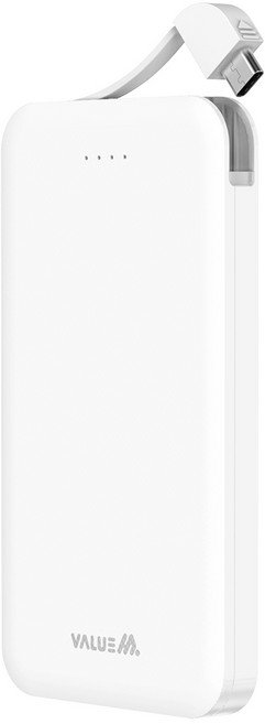 밸류엠 C타입 케이블 일체형 보조배터리 5000mAh, 화이트, VM-B2PA05CP1