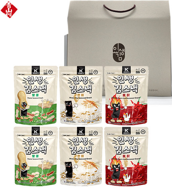 청산에 김스낵 4호 선물세트 [김스낵80g 현미 3개 땅콩 3개), 1개