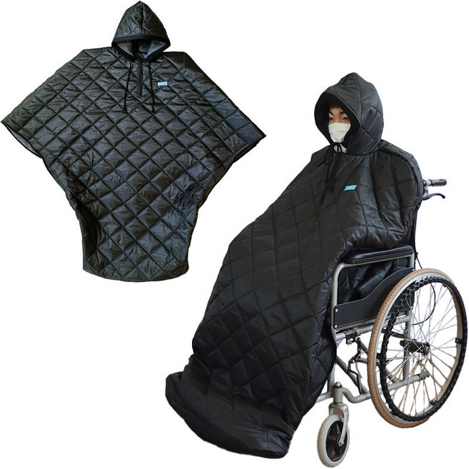 머리부터 발끝까지 휠체어 전신 방풍복 방한복 다리 발 보호 보온 커버 무릎 담요 외출용, 1개, FREE SIZE